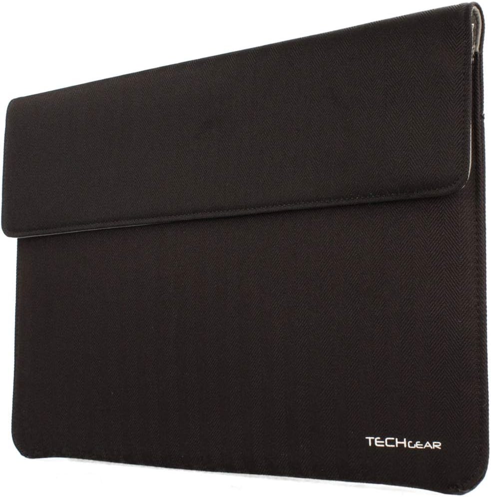 TECHGEAR Ultra Slim [Tweed Effect] Slim and Soft Protective Envelope Sleeve Case Cover with Pocket for iPad Pro 12.9 2020, 2018, 2017 [ALL GEN] & other Tablets, Notebooks of similar size [ONYX] - Amazing Gadgets Outlet