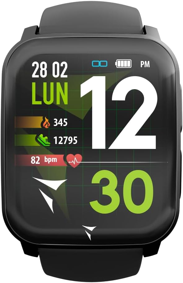 TECHMADE Smart Watch Tech Feel, ECG with a Distance, Heart Rate, Oxygen, Sports, Sleep Monitor, Call Notification, Compatible with iOS and Android (Silver Case - Black Strap) - Amazing Gadgets Outlet