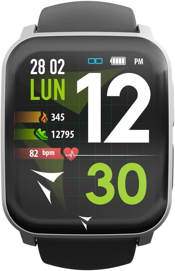 TECHMADE Smart Watch Tech Feel, ECG with a Distance, Heart Rate, Oxygen, Sports, Sleep Monitor, Call Notification, Compatible with iOS and Android (Silver Case - Black Strap) - Amazing Gadgets Outlet