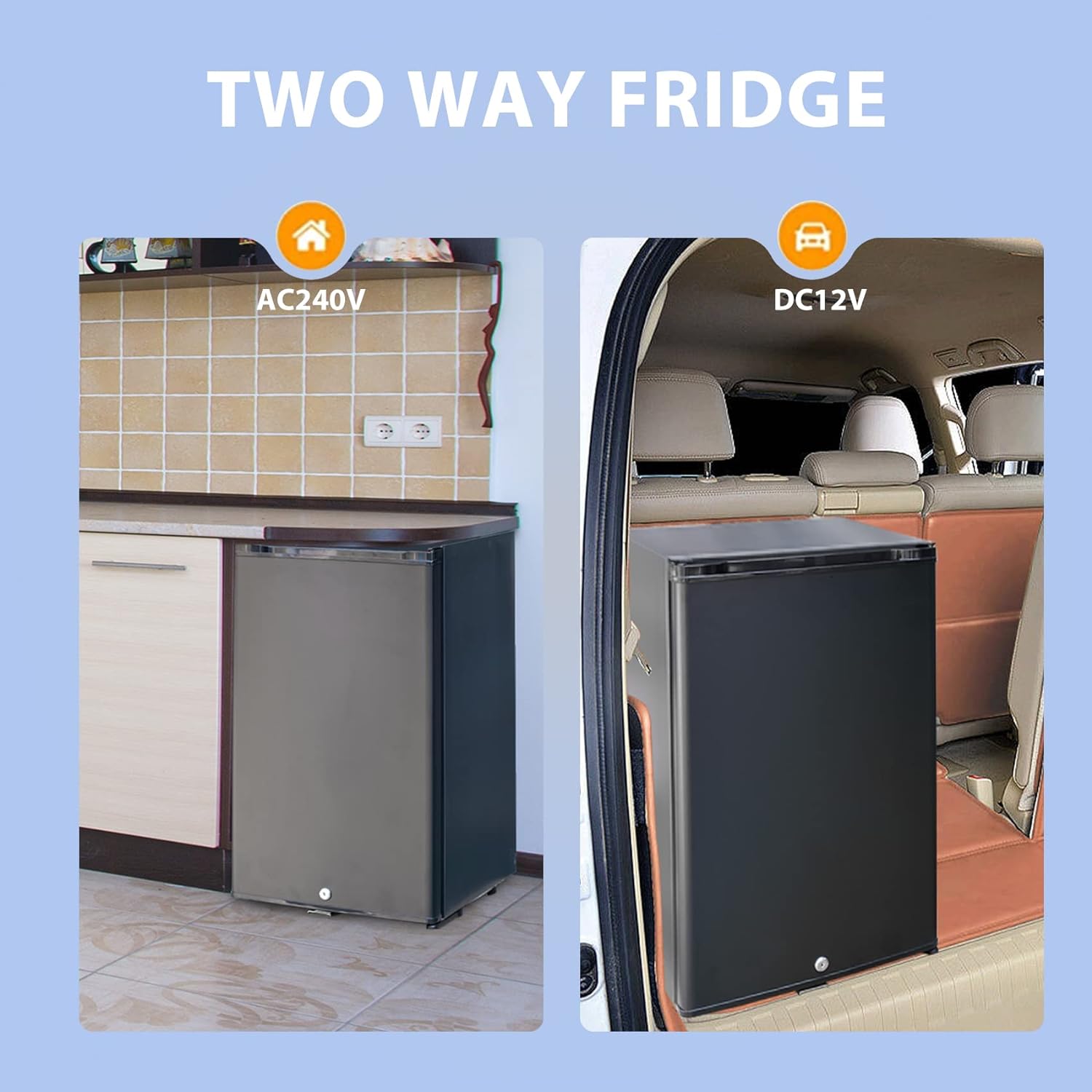 Techomey 12V Fridge, 50L, 12V Fridge for Campervan, Lockable Camping Fridge 12V 240V, Campervan Fridge with Reversible Door, Silent 12 Volt Fridge for Camping, Caravan, Motorhome, RV - Amazing Gadgets Outlet