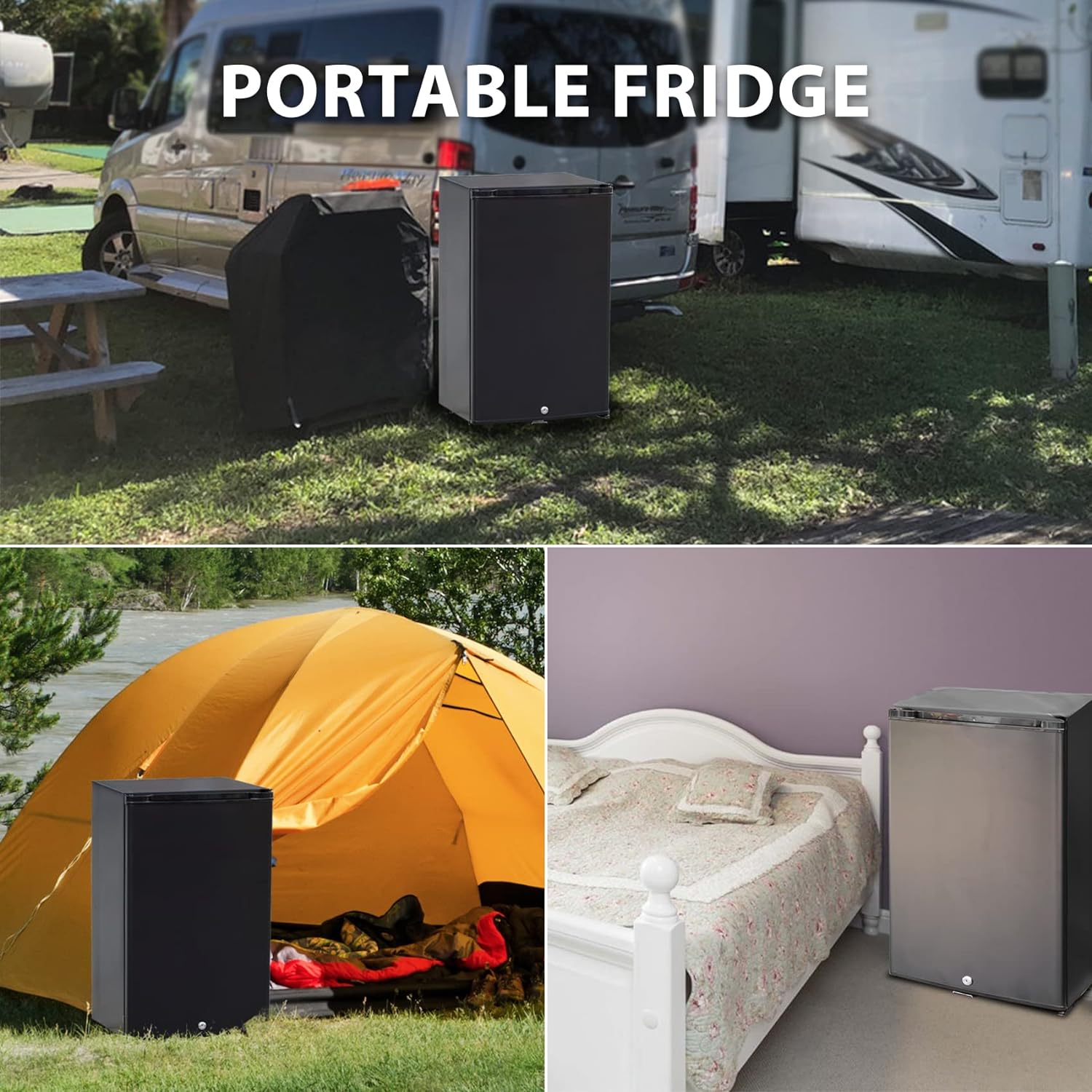 Techomey 12V Fridge, 50L, 12V Fridge for Campervan, Lockable Camping Fridge 12V 240V, Campervan Fridge with Reversible Door, Silent 12 Volt Fridge for Camping, Caravan, Motorhome, RV - Amazing Gadgets Outlet