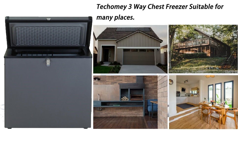 Techomey LPG Gas Fridge Freezer, 3 Way Chest Freezer, LPG Chest Freezer 12V for Motorhome, Camper, Caravan, RV, Truck, 70L, Silent - Amazing Gadgets Outlet
