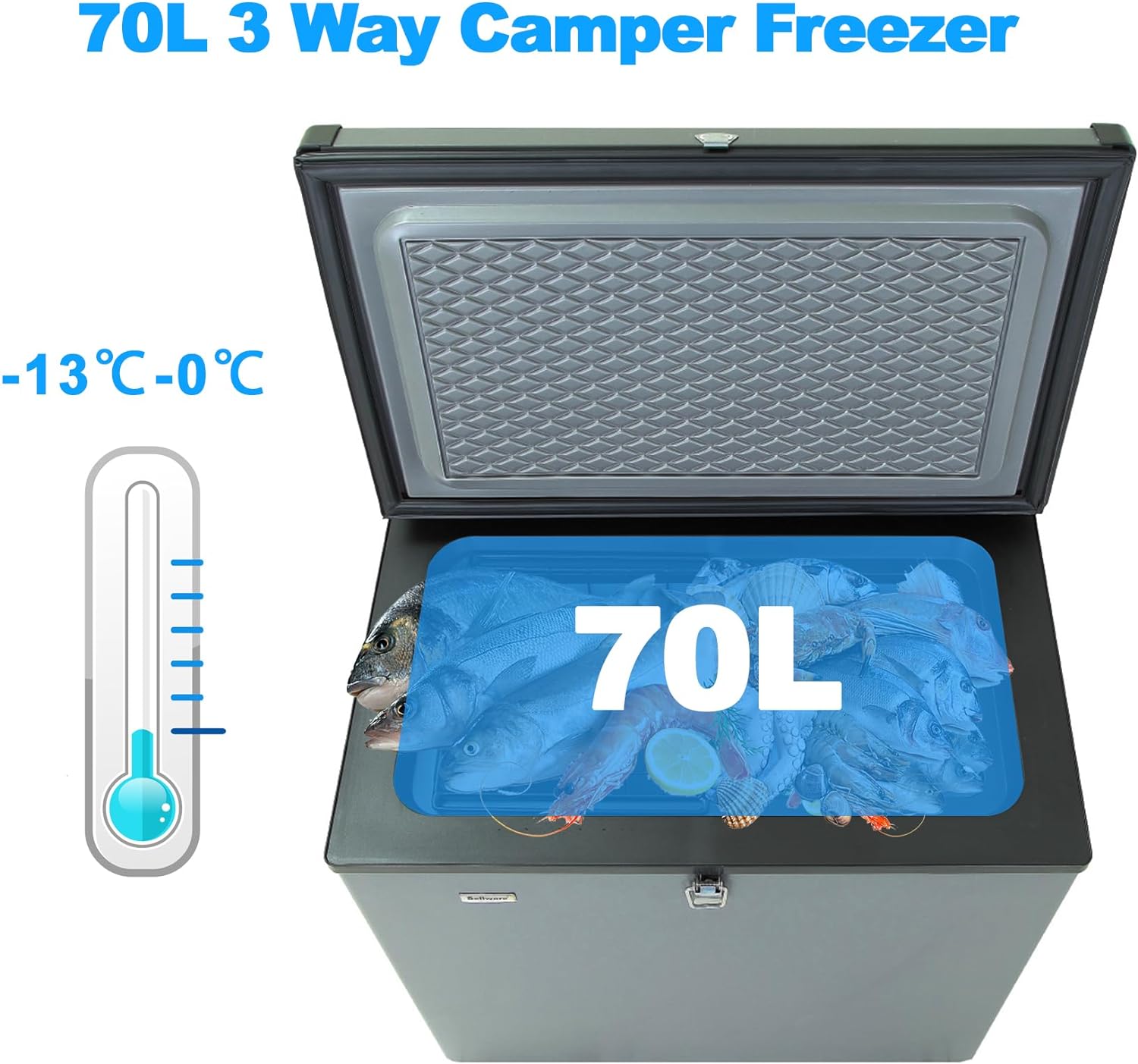 Techomey LPG Gas Fridge Freezer, 3 Way Chest Freezer, LPG Chest Freezer 12V for Motorhome, Camper, Caravan, RV, Truck, 70L, Silent   Import  Single ASIN  Import  Multiple ASIN ×Product customization General Description Gallery Review - Amazing Gadgets Outlet