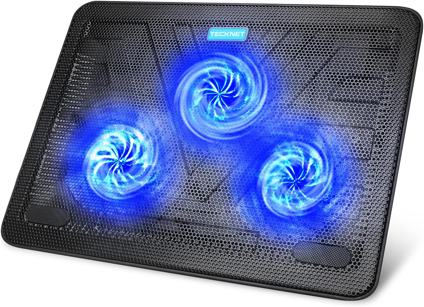 TECKNET Cooling Pad 12" - 17" Laptop Cooler with 3 Ultra Quiet Fans at 1200RPM, Ergonomic Comfort Notebook Cooling Pad with 2 USB Ports, Light - weight Gaming Laptop Cooling Stand - Amazing Gadgets Outlet