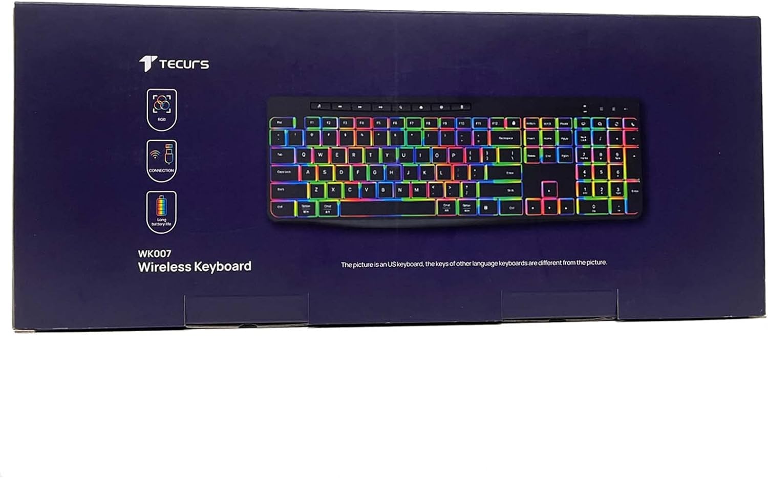 TECURS Wireless Keyboard QWERTY UK Layout, 2.4G Wireless Gaming Keyboard, LED Backlit, Ergonomic, Quiet, Waterproof, Full Size Keyboard with Multimedia Keys for Computer/PC/Laptop/MAC/Windows - Amazing Gadgets Outlet