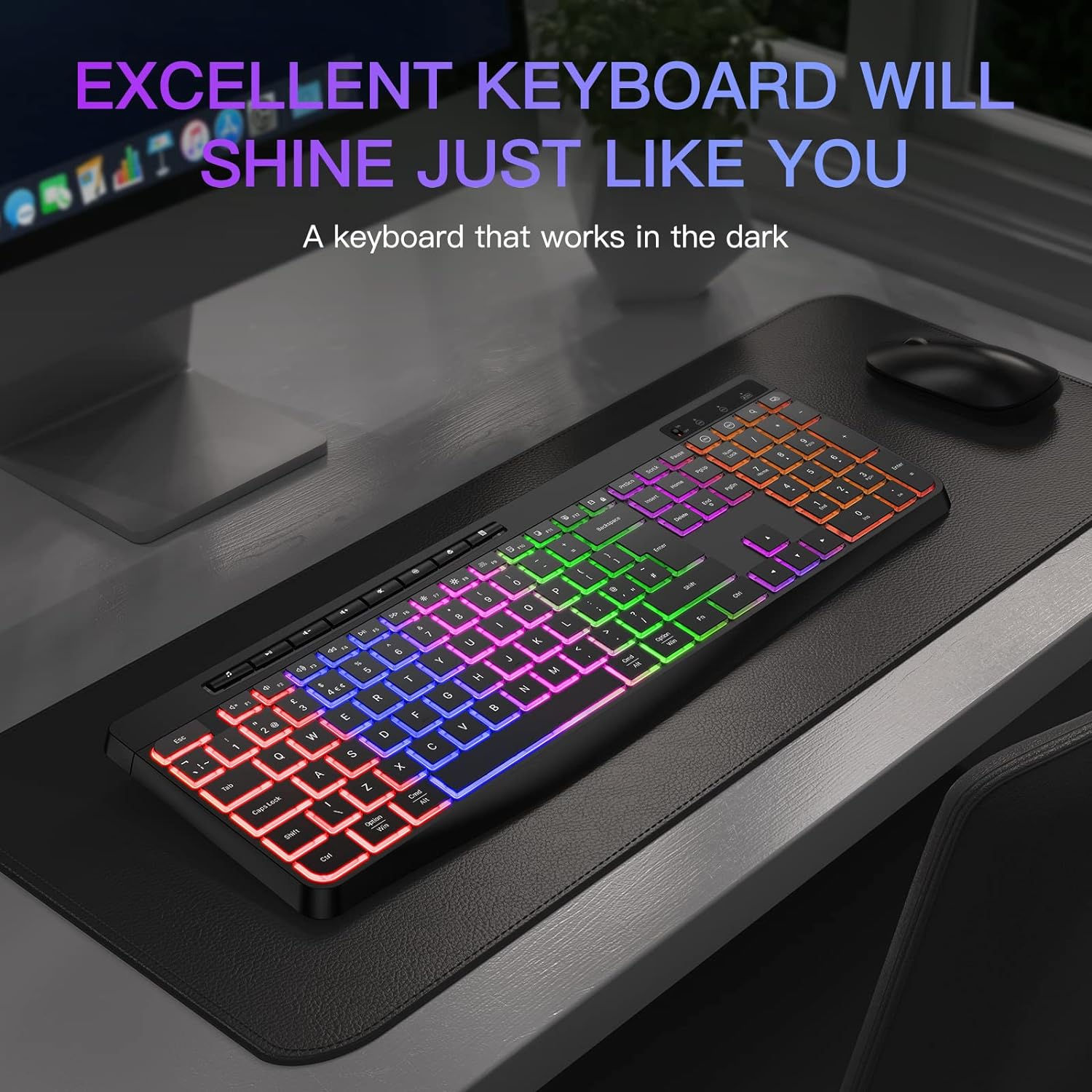 TECURS Wireless Keyboard QWERTY UK Layout, 2.4G Wireless Gaming Keyboard, LED Backlit, Ergonomic, Quiet, Waterproof, Full Size Keyboard with Multimedia Keys for Computer/PC/Laptop/MAC/Windows - Amazing Gadgets Outlet