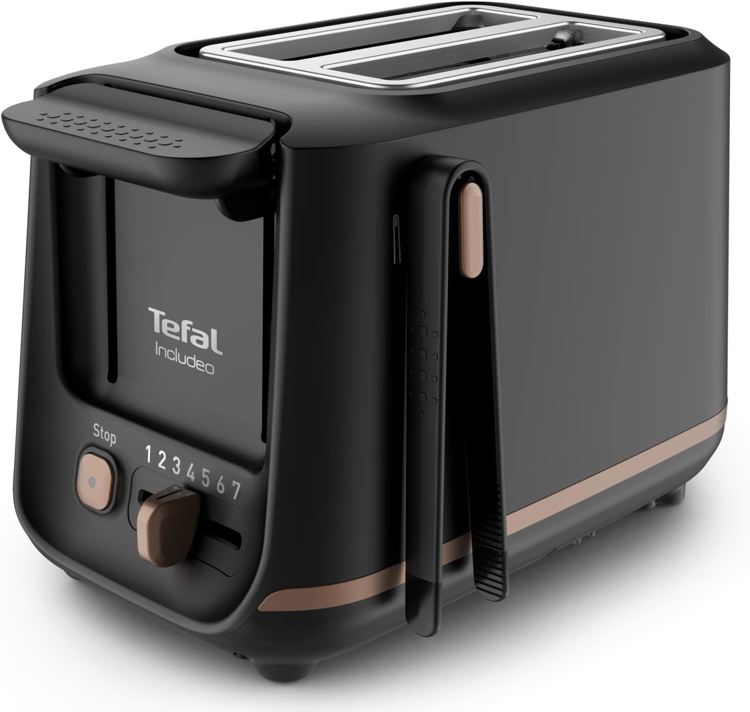 Tefal Black 2 Slot Toaster with Magnetic Clips, Large Controls, 7 Browning Levels, Removable Crumb Tray, Raise Function TT533811 - Amazing Gadgets Outlet