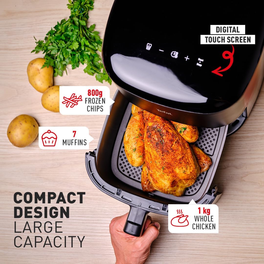 Tefal Easy Fry Max Digital Air Fryer, 5L, 10in1, Uses No Oil, Air Fry, Extra Crisp, Roast, Bake, Reheat, Dehydrate, 6 Portions, Non - Stick, Dishwasher Safe Baskets, Black EY245840   Import  Single ASIN  Import  Multiple ASIN ×Product customization - Amazing Gadgets Outlet