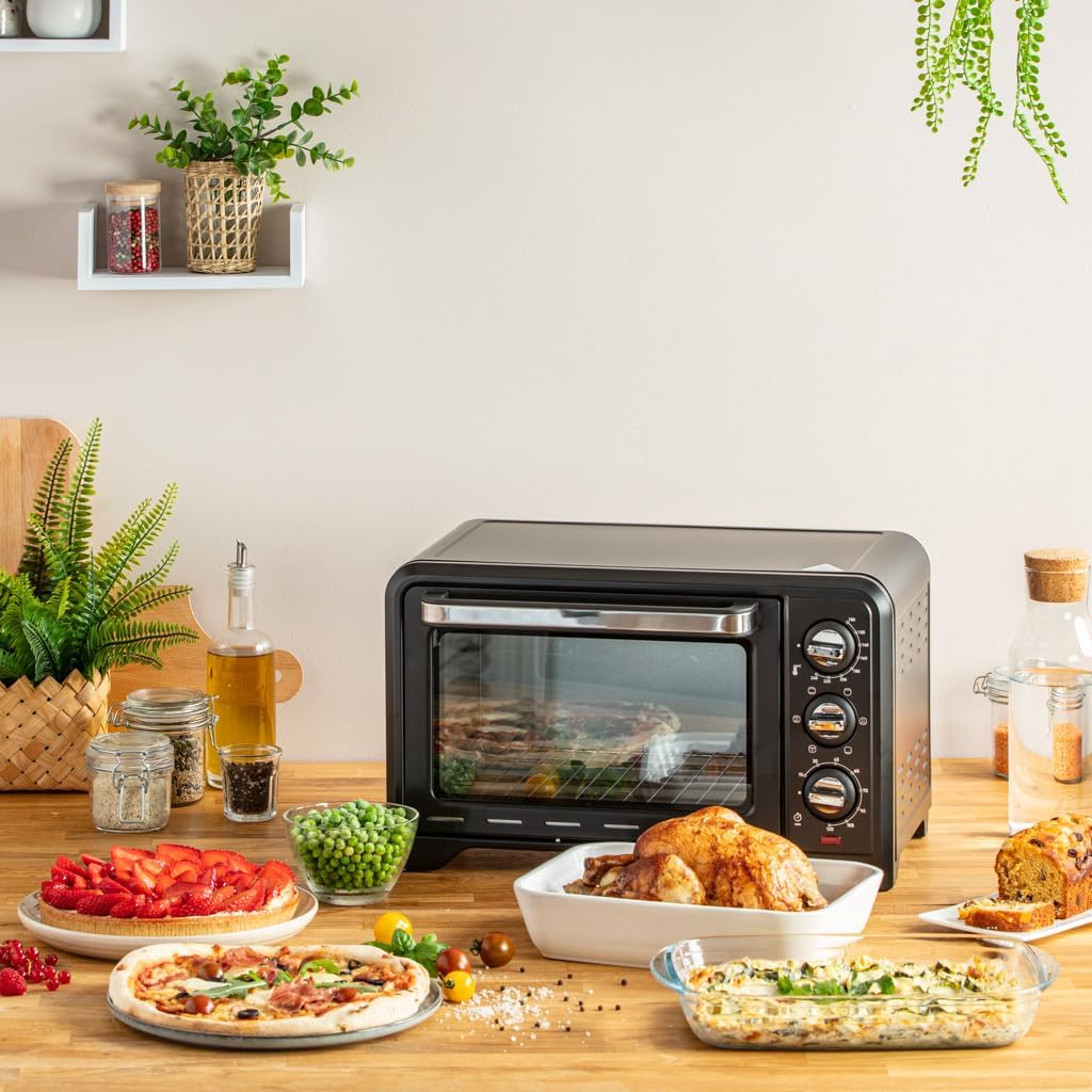 Tefal Mini 19L Oven Optimo With Rotisserie, 120min Timer, 8 Cooking Functions, Up to 240 Degrees, Roasting, Baking, Stainless Steel, Black, 1380W, Students, Caravan OF445840 - Amazing Gadgets Outlet