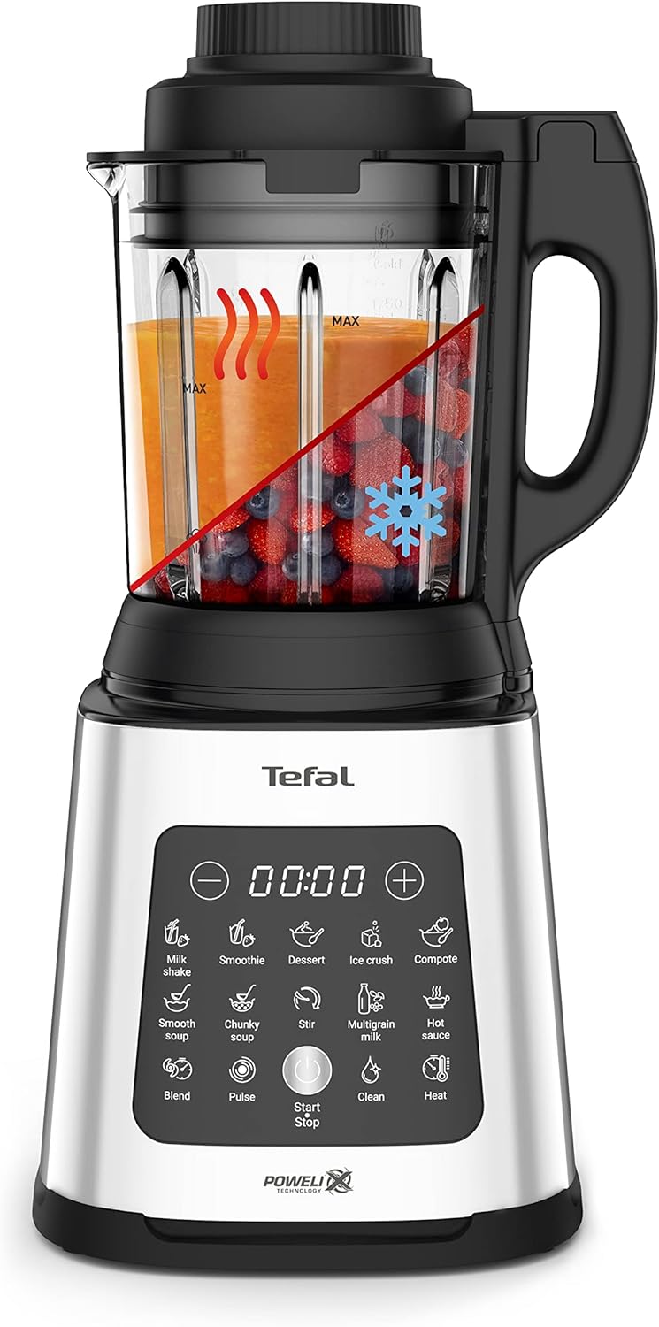 Tefal PerfectMix+ High - Speed Blender, Powelix Life Technology for Fast Results, Powerful Blending, Smoothie Maker, Soup Maker, Auto Clean Program, Dishwasher - Safe Parts, 2L,Plastic Jar, BL88A840 - Amazing Gadgets Outlet