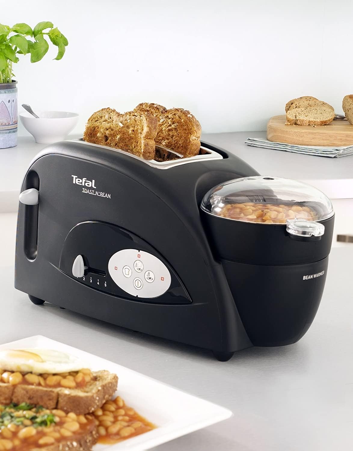 Tefal Toast n Bean, 2 Slice Toaster, Bean & Egg maker, 1200 W, Black, TT552842 - Amazing Gadgets Outlet