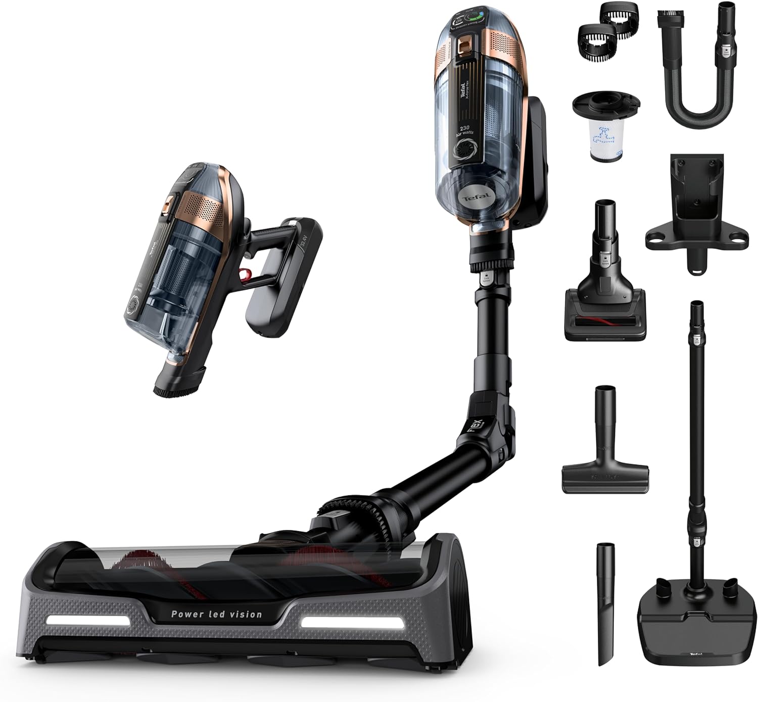 Tefal, X - Force Flex 14.60 Pet & Car Kit, Cordless Stick Vacuum Cleaner, 70 Mins Run - Time, Digital Screen, Auto Surface Floor Detection, Flexible, Handheld, Multi - Tool, Grey, TY99A2GO - Amazing Gadgets Outlet