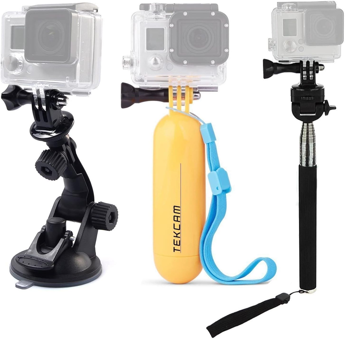 TEKCAM 4 in 1 Action Camera Accessories Bundle Kits Head Strap Mount Chest Harness Belt Mount Monopod Floating Hand Grip Compatible with GoPro/AKASO/WOLFANG/Surfola Waterproof Action Camera - Amazing Gadgets Outlet