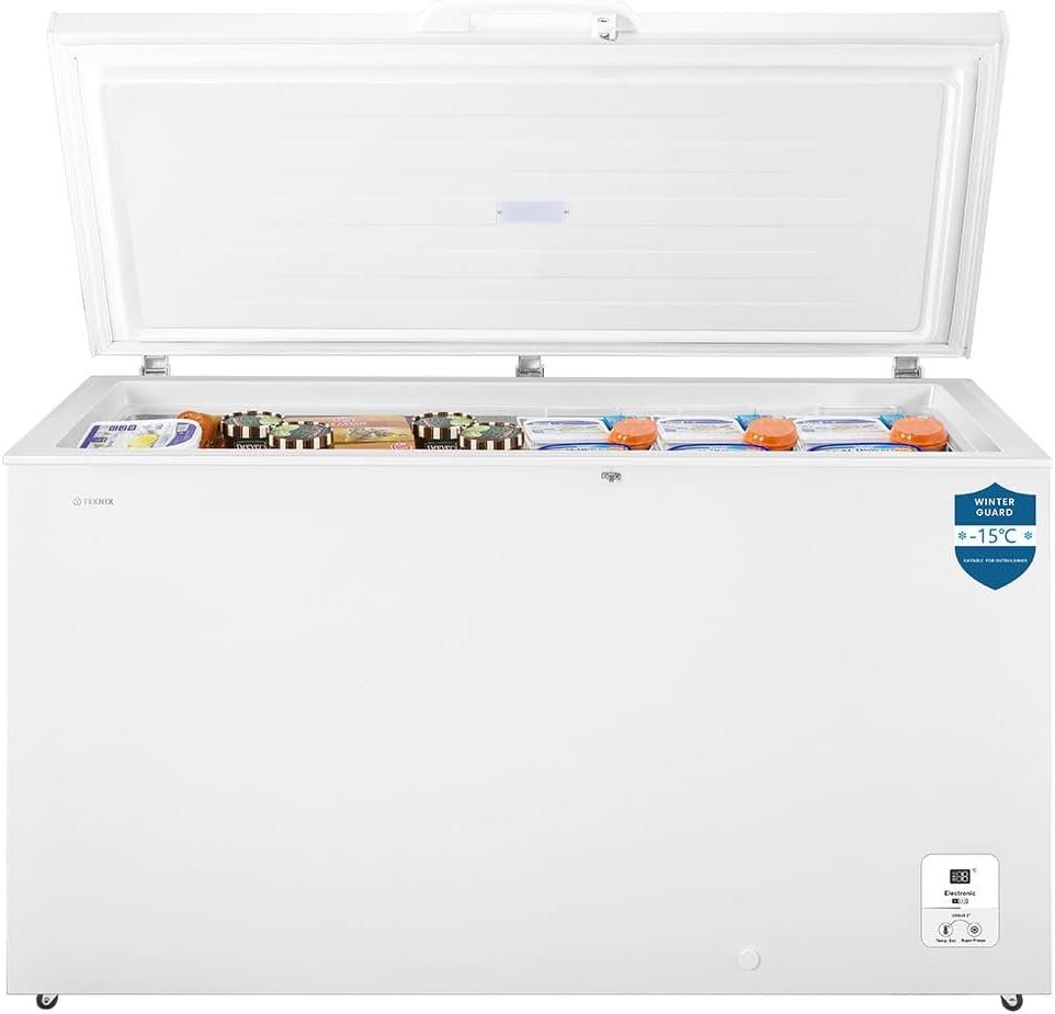 Teknix CH420W 420L 144.8cm Wide Chest Freezer,E Rated with Winter Guard ( - 15°c) - White - Amazing Gadgets Outlet