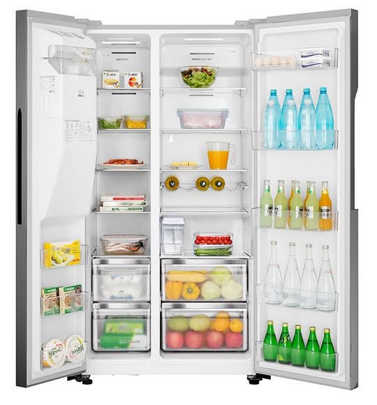 Teknix THSBS1791INX 2 Door Side by Side Fridge Freezer, Non - Plumbed Ice & Water - Stainless Steel - Amazing Gadgets Outlet