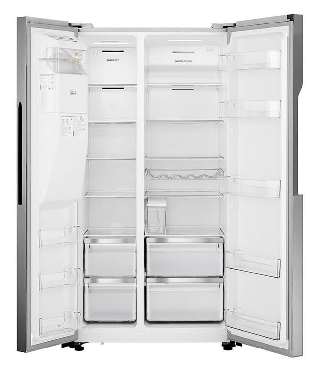 Teknix THSBS1791INX 2 Door Side by Side Fridge Freezer, Non - Plumbed Ice & Water - Stainless Steel - Amazing Gadgets Outlet