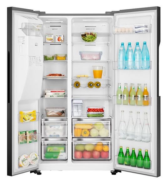 Teknix THSBS1791NBIX 2 Door Side by Side Fridge Freezer, Non - Plumbed Ice & Water - Black Steel - Amazing Gadgets Outlet