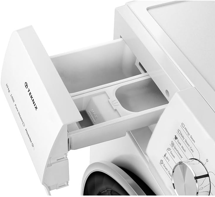 Teknix TKW10142H 10Kg 1400 Spin Washing Machine, Steam program, 15 Min Quick Wash - White - Amazing Gadgets Outlet