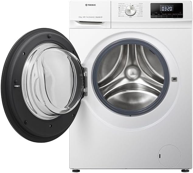 Teknix TKW10142H 10Kg 1400 Spin Washing Machine, Steam program, 15 Min Quick Wash - White - Amazing Gadgets Outlet