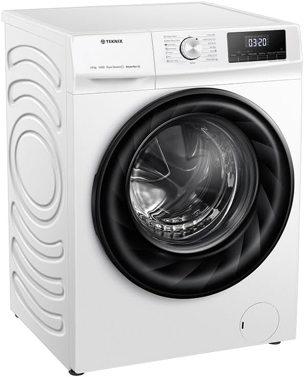 Teknix TKW10142H 10Kg 1400 Spin Washing Machine, Steam program, 15 Min Quick Wash - White - Amazing Gadgets Outlet