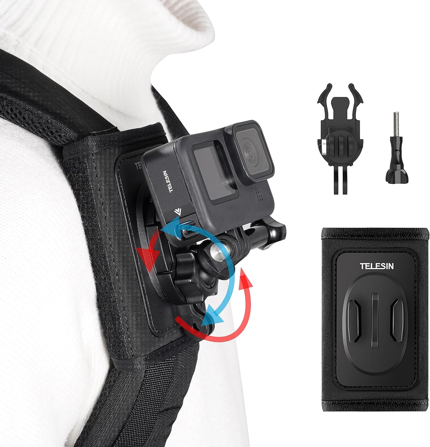 TELESIN Backpack Shoulder Strap Mount for GoPro Hero Series DJI Insta360 Action Camera Accessories - Amazing Gadgets Outlet