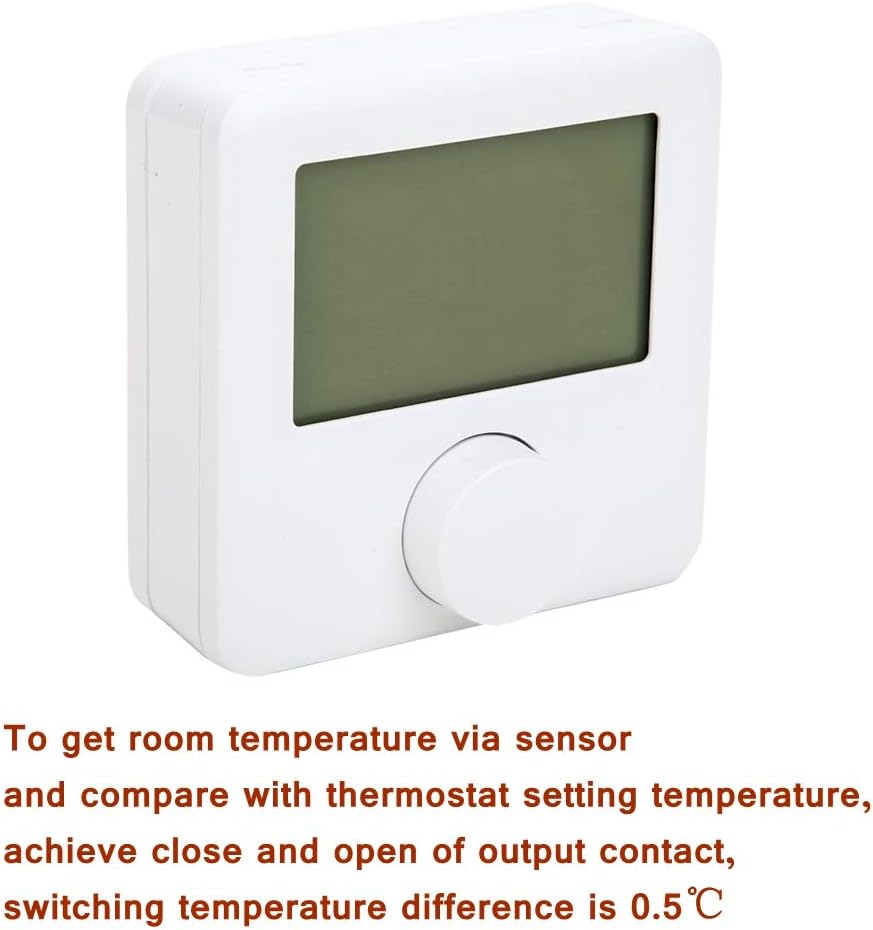 Temperature Controller, 2 Wire Room Thermostat Heating Thermostat Digital Thermostat with Large Screen LCD Display Wall Hanging for Control Room Temperature (White) - Amazing Gadgets Outlet