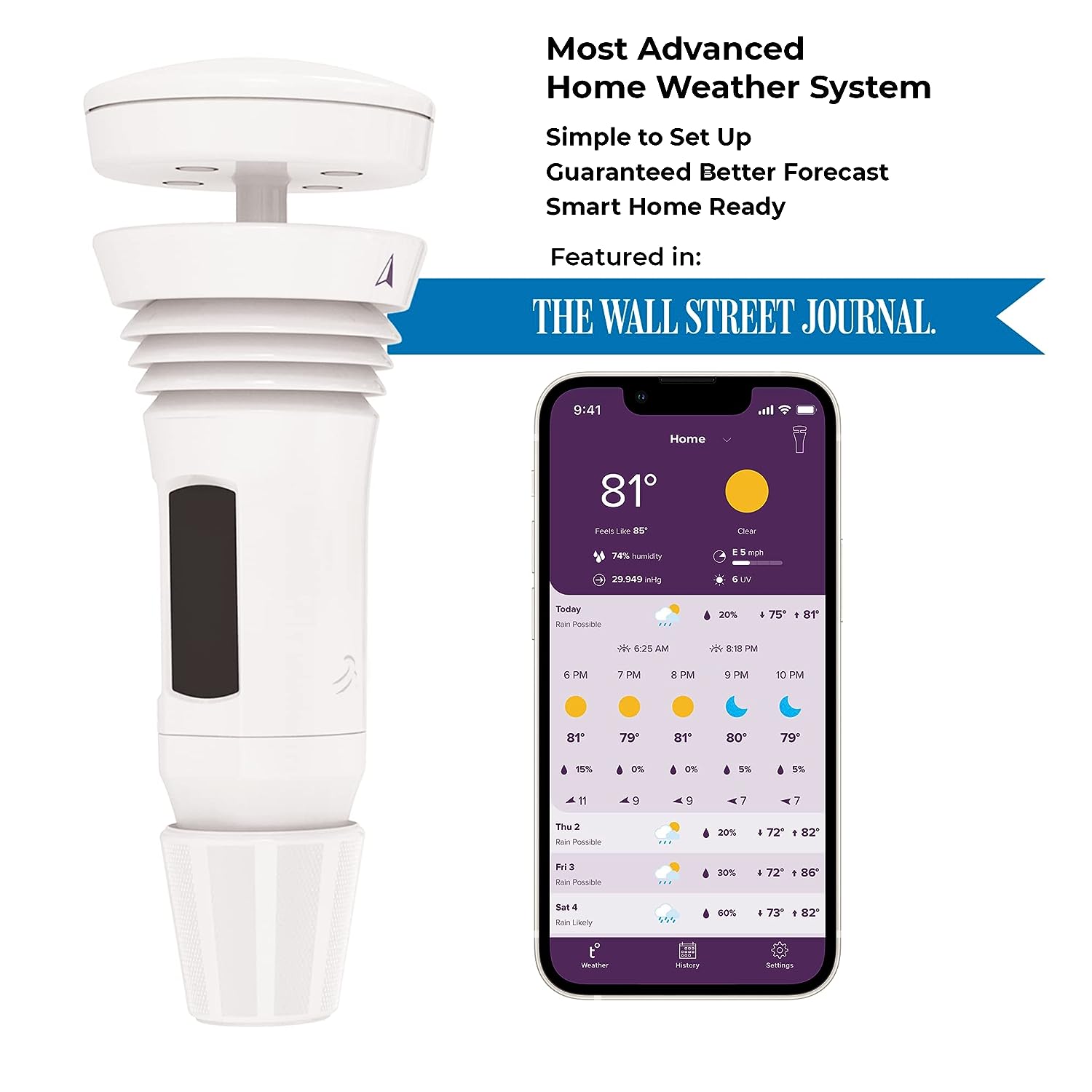 Tempest Weather System with Built - in Wind Meter, Rain Gauge, and Accurate Weather Forecasts, Wireless, App and Alexa Enabled - Amazing Gadgets Outlet