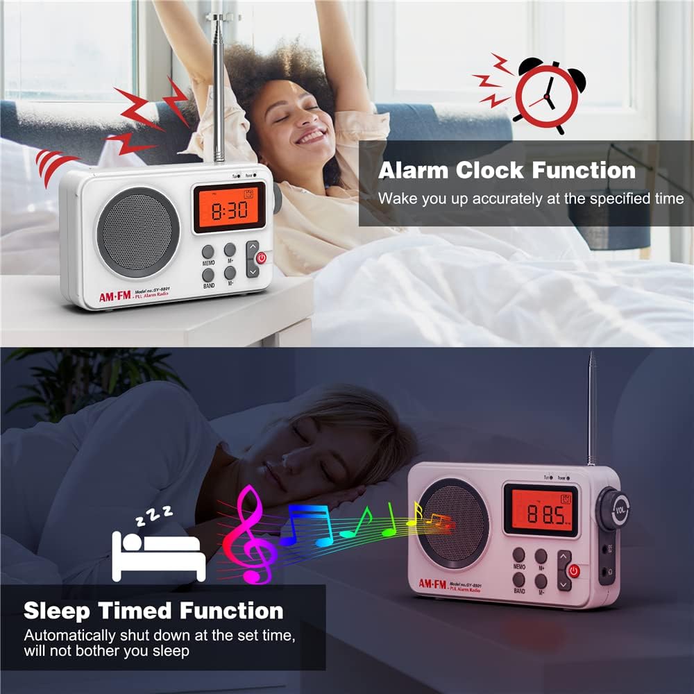 Tendak Portable Radio, Small Radio FM/AM, Transistor Radio with Excellent Sound Quality and Receiving/Storage Channel/Timing/Alarm Clock Function, Small Portable Radio Suitable for Travel and Camping - Amazing Gadgets Outlet