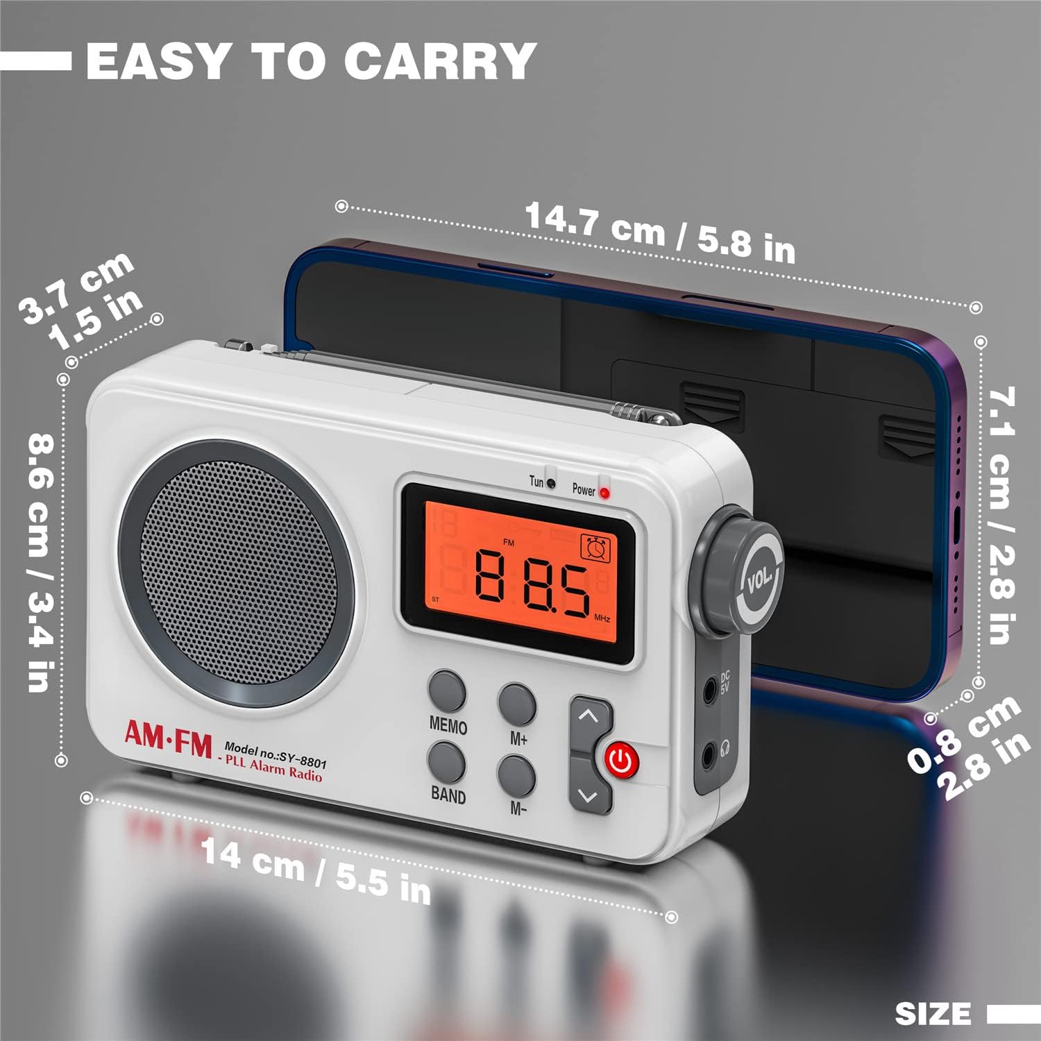 Tendak Portable Radio, Small Radio FM/AM, Transistor Radio with Excellent Sound Quality and Receiving/Storage Channel/Timing/Alarm Clock Function, Small Portable Radio Suitable for Travel and Camping - Amazing Gadgets Outlet