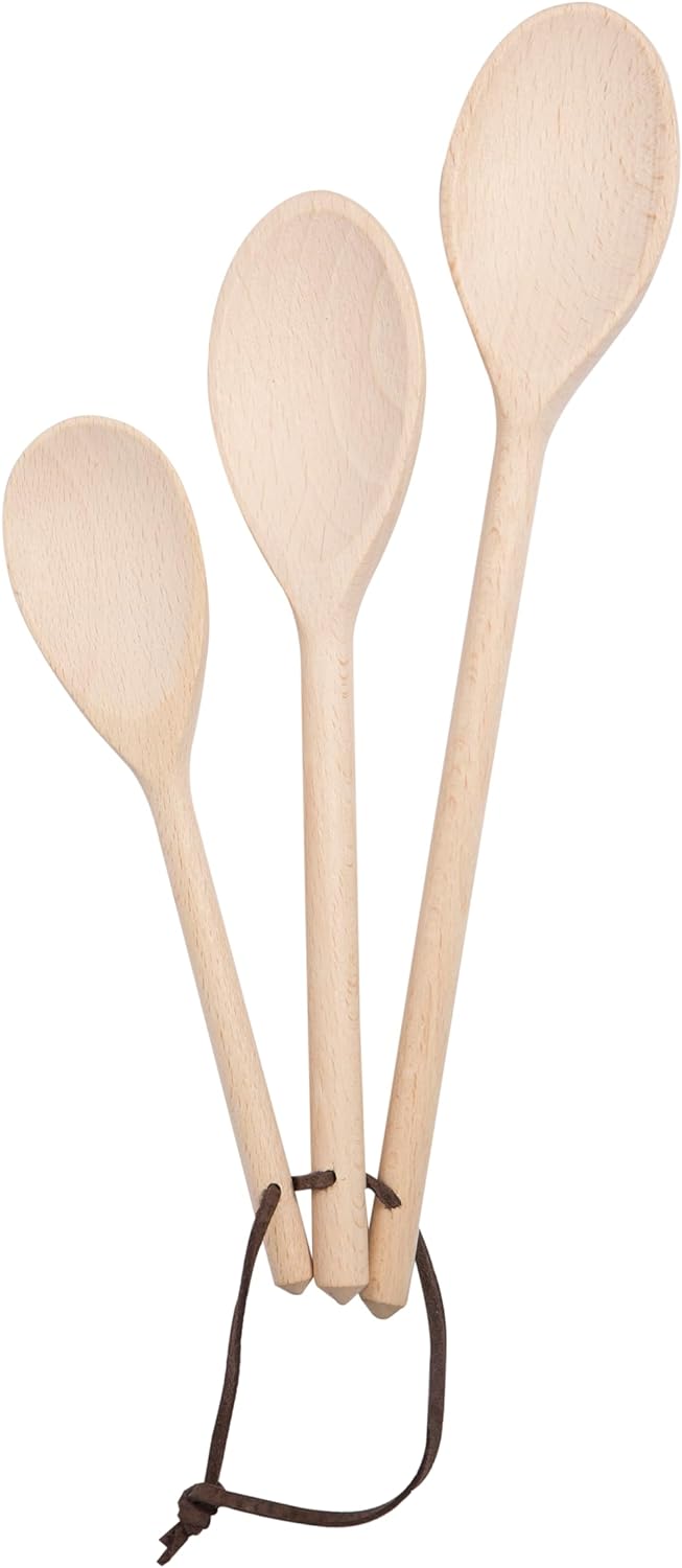 T&G Set of 3 Wooden Kitchen Utensil Pieces in FSC Certified Beech | Spoon, Curved Slotted Spatula & Spatula Cooking Set | Heat Resistant | Easy to Clean | Basic Bakeware Essentials | L30cm - Amazing Gadgets Outlet