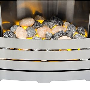 The Adam Helios Brushed Steel Electric Fire with Pebble Bed Glow Effect - Amazing Gadgets Outlet