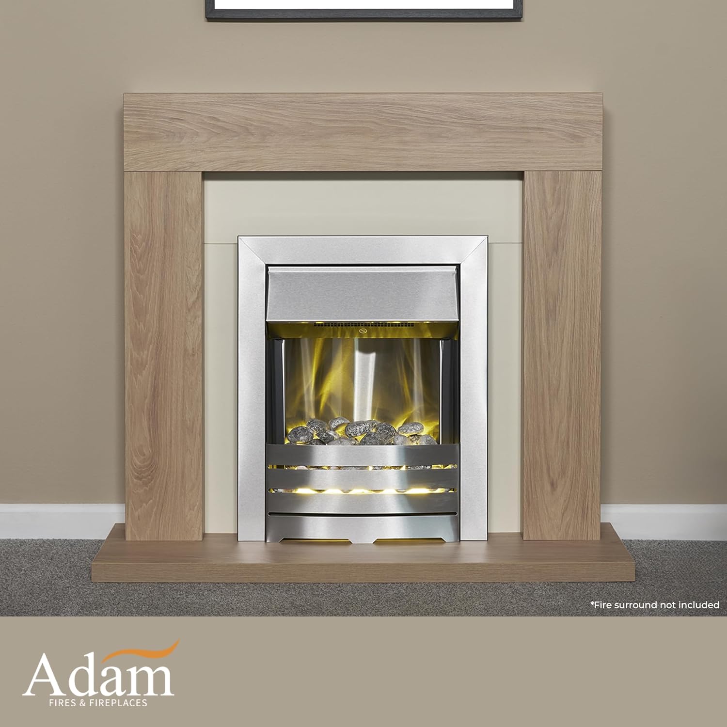 The Adam Helios Brushed Steel Electric Fire with Pebble Bed Glow Effect - Amazing Gadgets Outlet