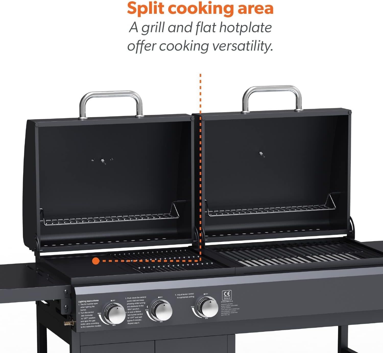 The Georgia Dual Fuel - 3 Burner Gas & Charcoal BBQ in Black - Amazing Gadgets Outlet