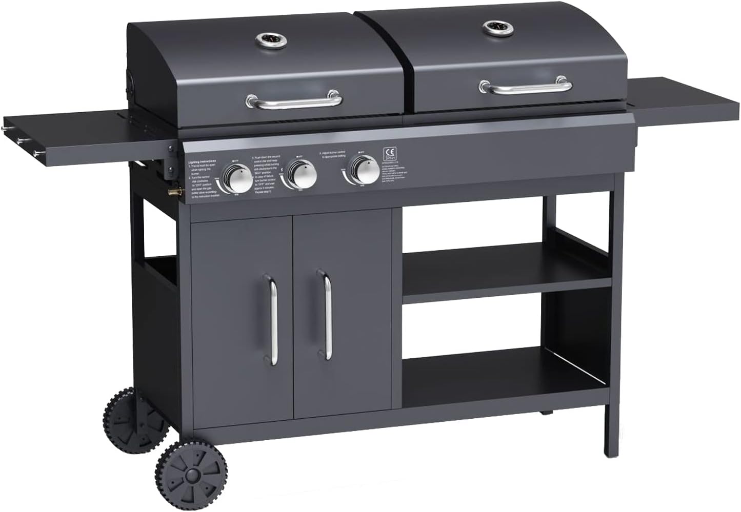 The Georgia Dual Fuel - 3 Burner Gas & Charcoal BBQ in Black - Amazing Gadgets Outlet