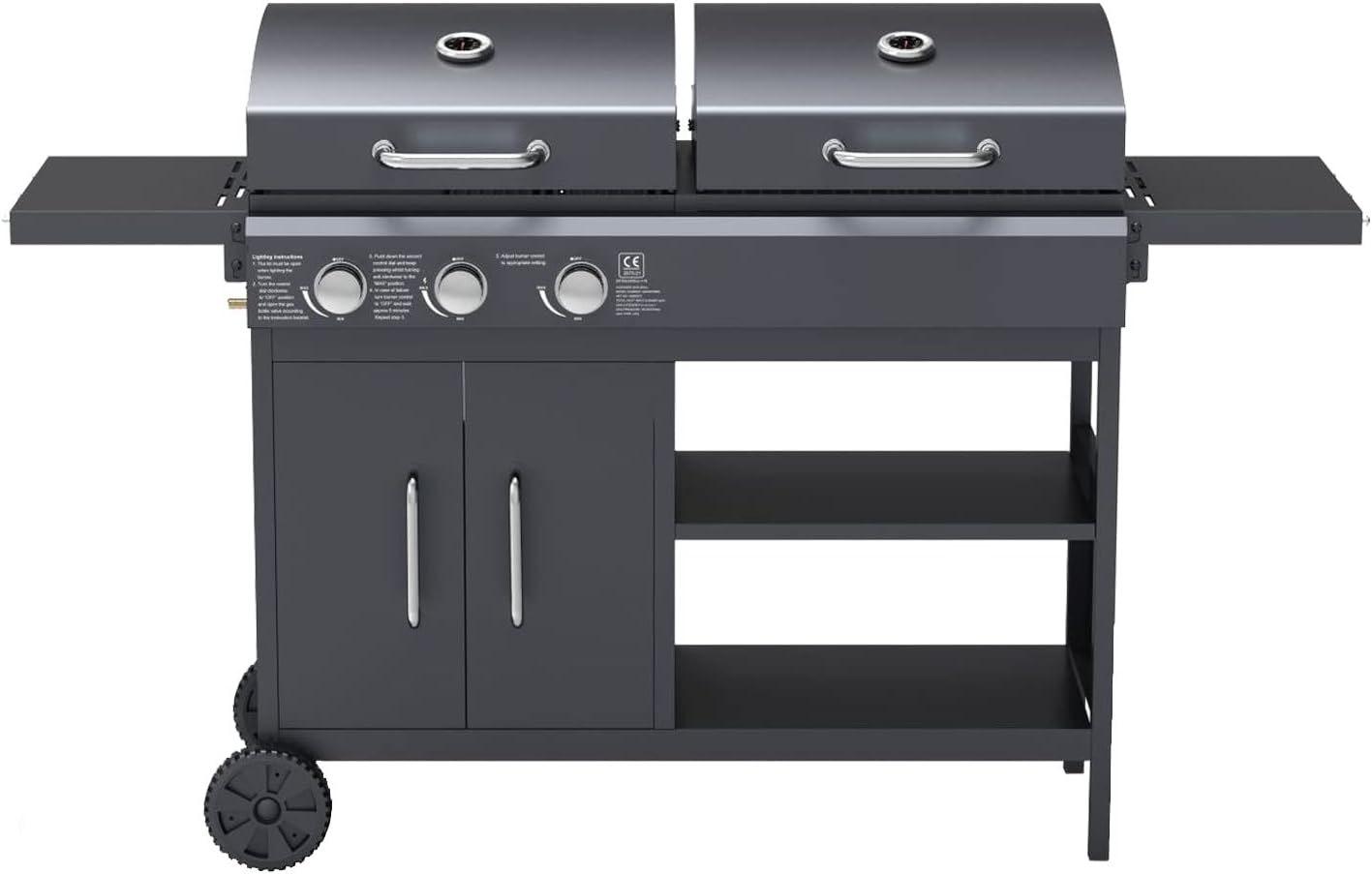 The Georgia Dual Fuel - 3 Burner Gas & Charcoal BBQ in Black - Amazing Gadgets Outlet