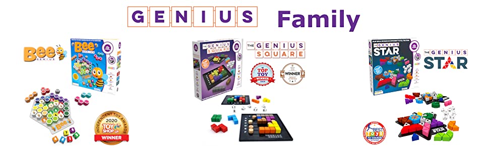 The Happy Puzzle Company The Genius Square Game - 62,208 Puzzle Challenges for Friends and Family Board Game Night - Logic STEM Educational Learning Resources - Adults & Kids Smart Games Ages 6+ - Amazing Gadgets Outlet