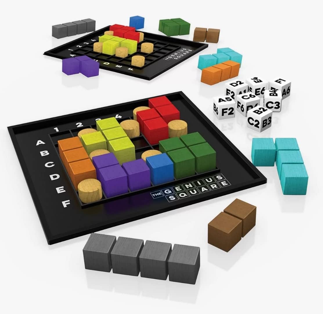 The Happy Puzzle Company The Genius Square Game - 62,208 Puzzle Challenges for Friends and Family Board Game Night - Logic STEM Educational Learning Resources - Adults & Kids Smart Games Ages 6+ - Amazing Gadgets Outlet