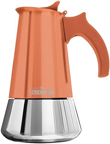 The London Sip Moka Pot, Stovetop Coffee Maker, Italian Style Espresso Maker, Stainless Steel, Induction Compatible, Modern Chrome, Black, 3 Cup (150 ml) - Amazing Gadgets Outlet