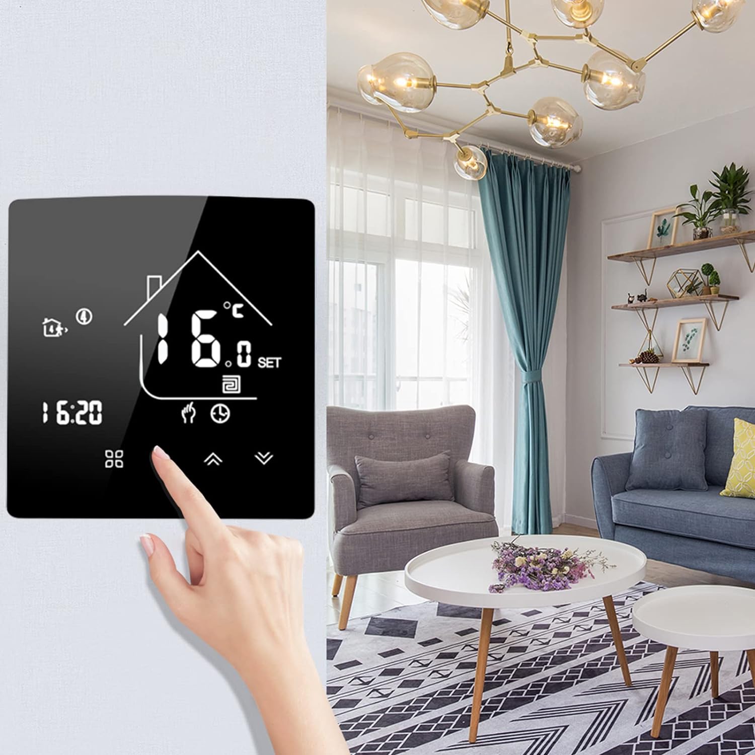 Thermostat Smart Thermostat Energy Saving Room ThermostatProgrammable Thermostat with Touch Screen Digital (#3Touch Screen Water heating 3A) - Amazing Gadgets Outlet