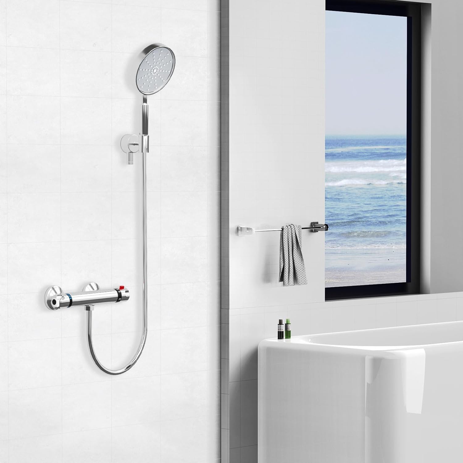 Thermostatic Bath Shower Mixer Tap Wall Mounted Shower Mixer Bar Chrome Brass Diverter Valve Anti Scald Tap Bathroom Accessory Intelligent Constant Temperature   Import  Single ASIN  Import  Multiple ASIN ×Product customization General D - Amazing Gadgets Outlet