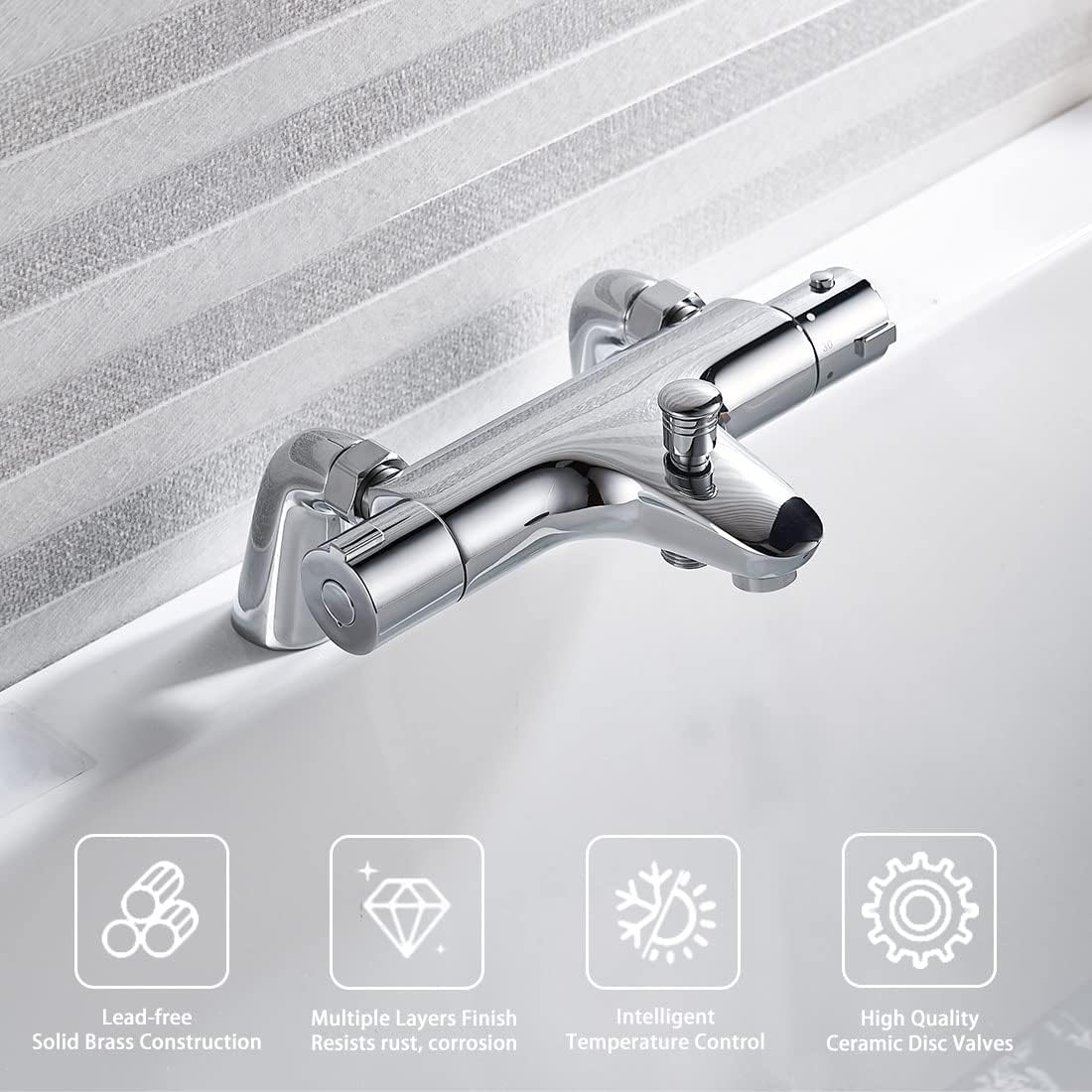 Thermostatic Bath Shower Mixer Taps,NewEast Modern Chrome Bathroom Bar Shower Value with Bath Filler Spout   Import  Single ASIN  Import  Multiple ASIN ×Product customization General Description Gallery Reviews Variations Additional - Amazing Gadgets Outlet