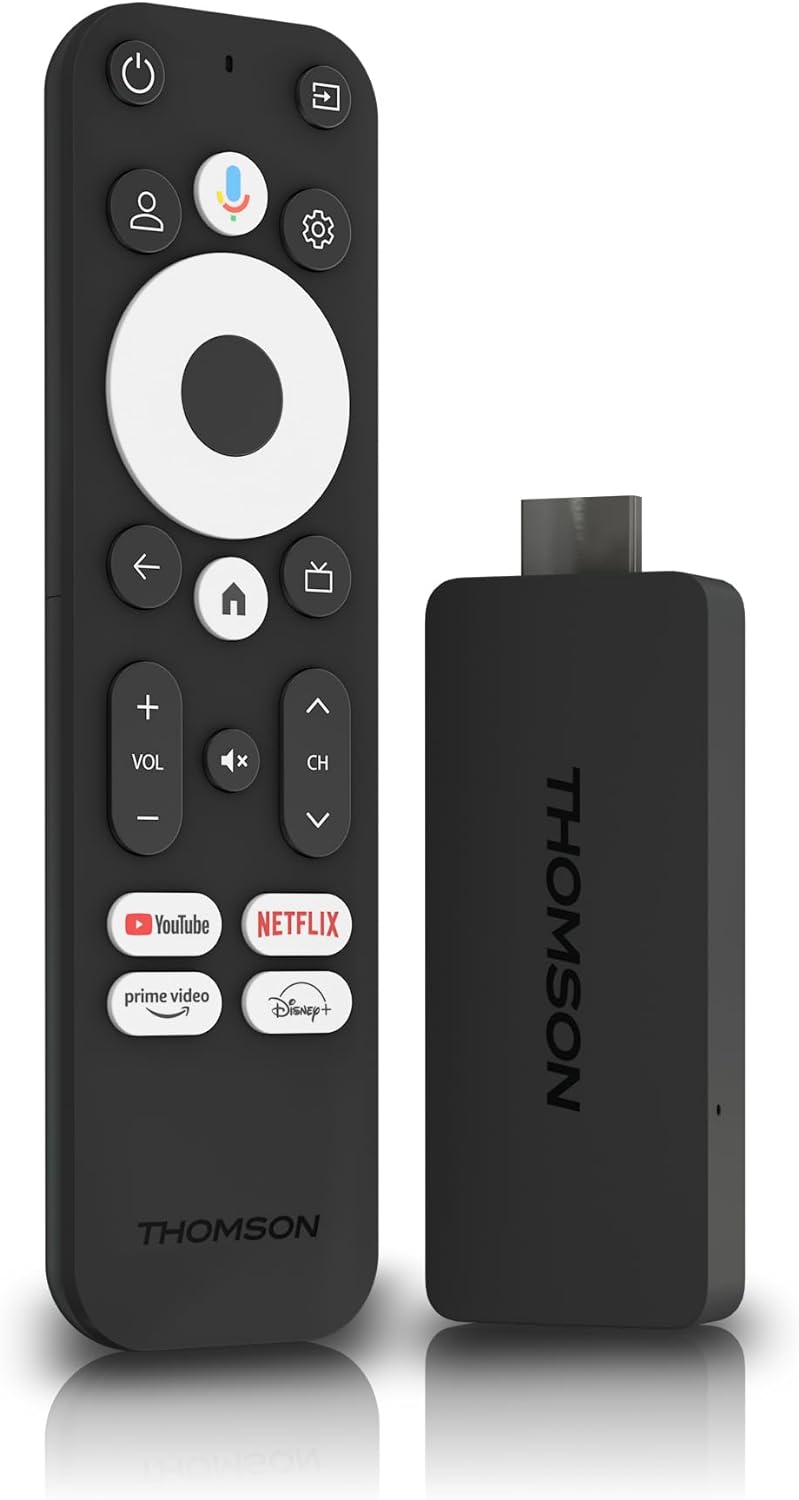 Thomson Streaming Stick 140G - UK, 4K UHD,Google Voice Control,Wifi, (Netflix, Prime Video, YouTube, Disney+, Canal+, Spotify, DAZN), Chromecast built - in - Amazing Gadgets Outlet