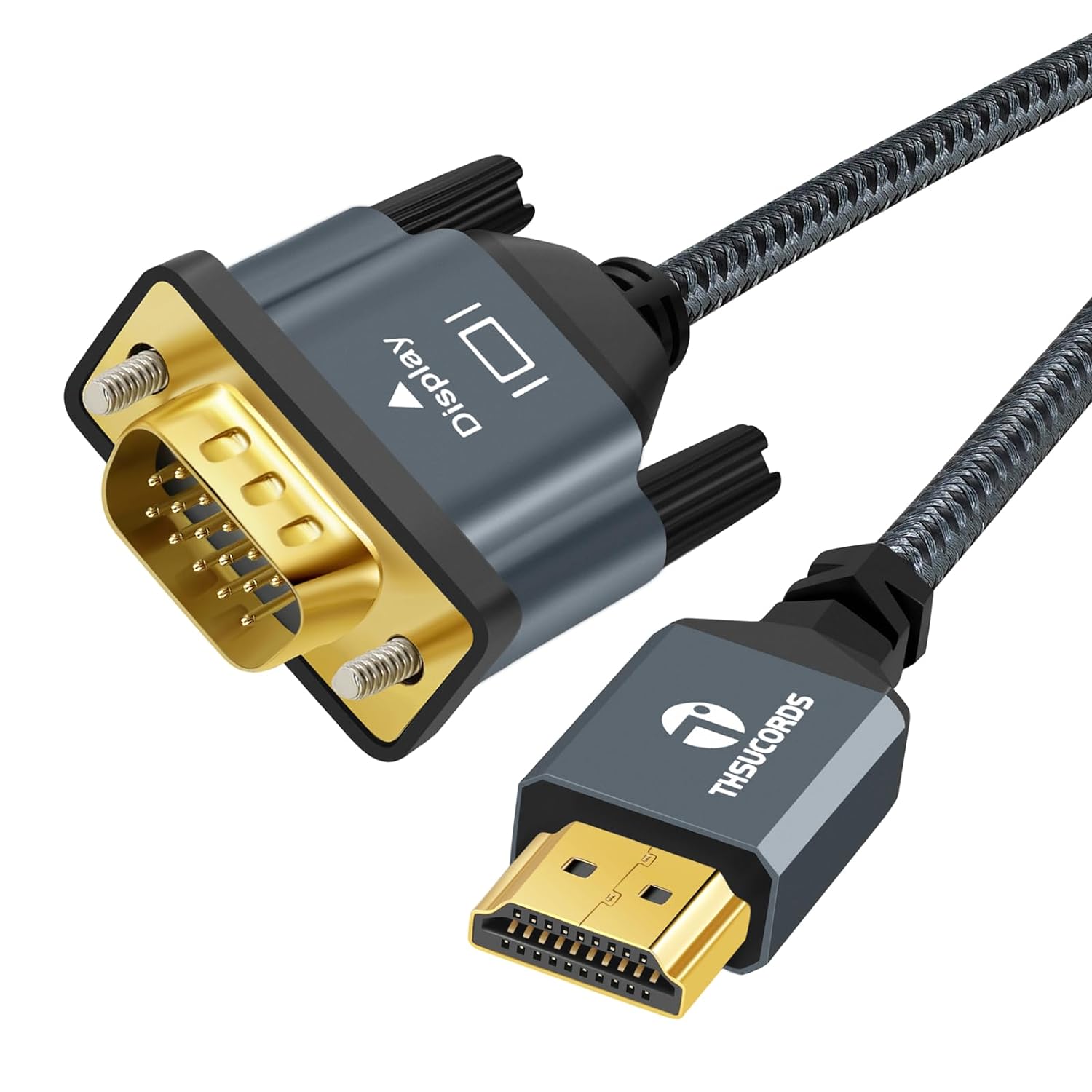 Thsucords Nylon Braided HDMI to VGA Cable 1.5M. Nylon Braided & Gold Plated HDMI to VGA Cable (Male to Male) Compatible for Computer, Desktop, Laptop, PC, Monitor, Projector - Amazing Gadgets Outlet