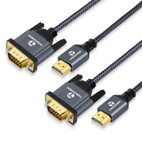 Thsucords Nylon Braided HDMI to VGA Cable 1.5M. Nylon Braided & Gold Plated HDMI to VGA Cable (Male to Male) Compatible for Computer, Desktop, Laptop, PC, Monitor, Projector - Amazing Gadgets Outlet