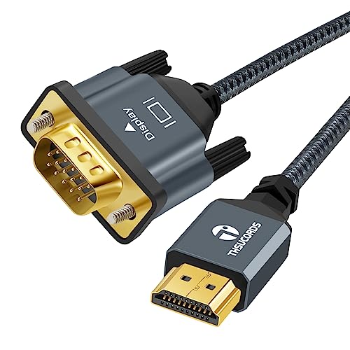 Thsucords Nylon Braided HDMI to VGA Cable 1.5M. Nylon Braided & Gold Plated HDMI to VGA Cable (Male to Male) Compatible for Computer, Desktop, Laptop, PC, Monitor, Projector - Amazing Gadgets Outlet