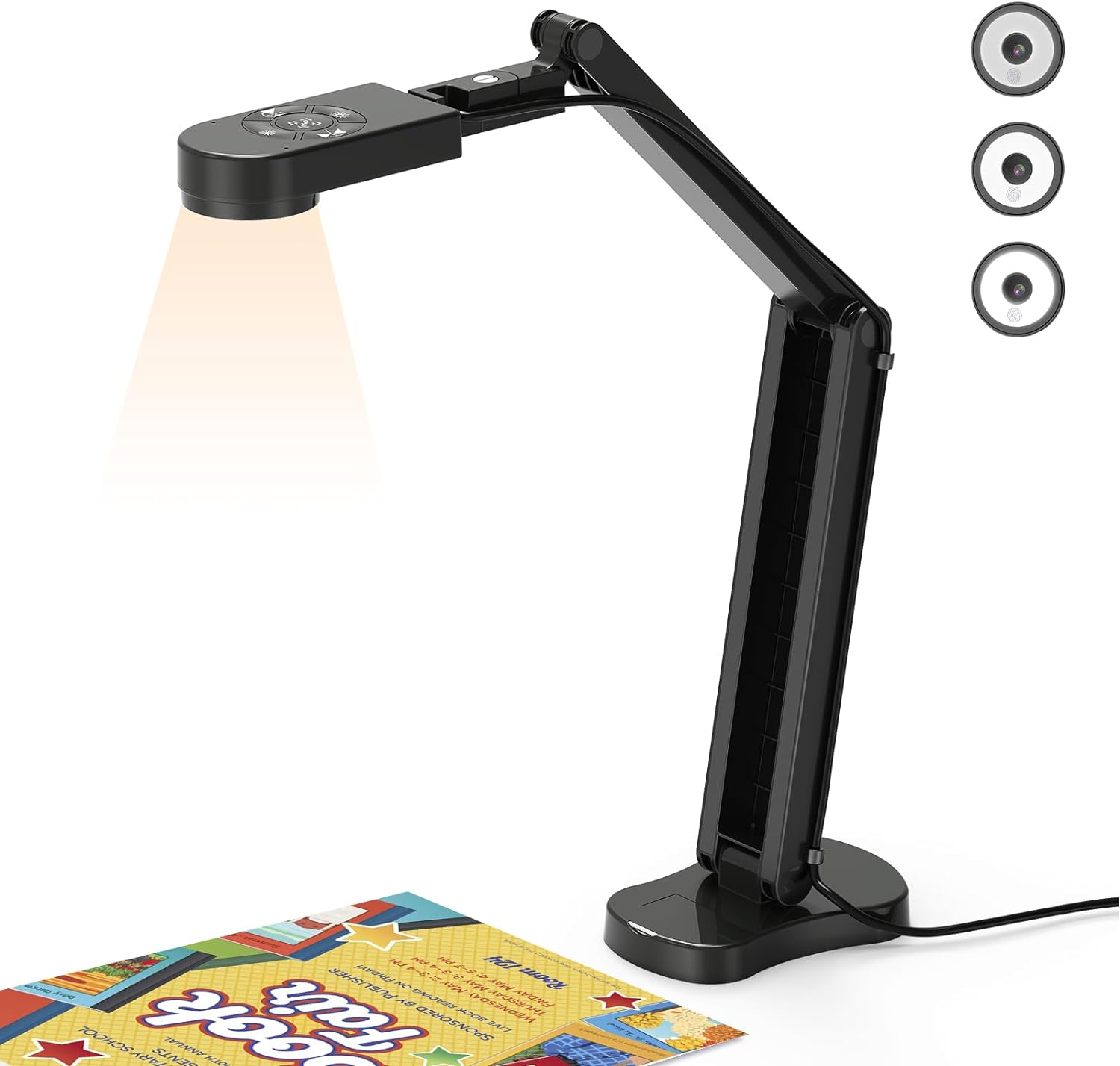 THUSTAND 8MP Visualiser/Document Camera, Webcam 4K with A3 format, LED Light, Image Invert Function, Fold, Dual Microphones for Mac OS, Windows, Zoom, OBS work (black) - Amazing Gadgets Outlet