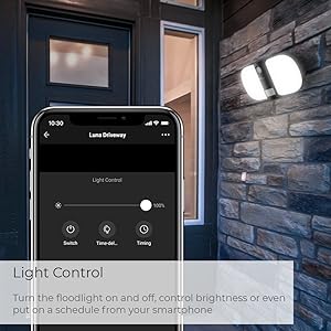 Time2 Luna LED Floodlight Smart 2.4Ghz WiFi Camera with 120db Siren, PIR Motion Alerts, 2 Way Audio, 1080p Full HD CCTV Cam with Night Vision, IP65 Weatherproof, Video Playback, Cloud & Local Storage - Amazing Gadgets Outlet