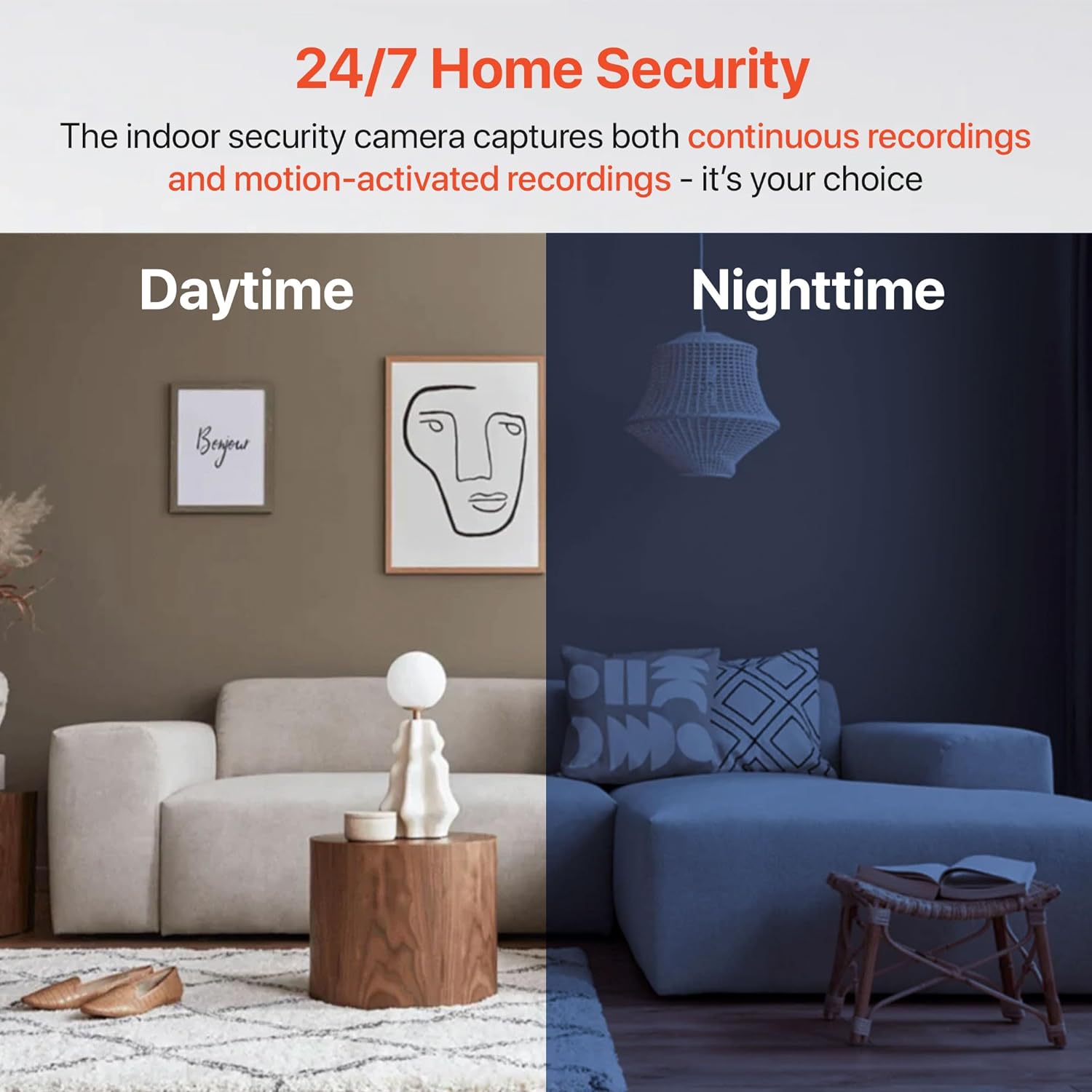 Time2 Olivia Indoor WiFi Security Camera - Smart Motion Tracking with 355° Rotation Pan/Tilt, Schedule Alert, Night Vision, 2 Way Talk - APP Control, Dual Bandwidth Connectivity, Cloud & Local Storage - Amazing Gadgets Outlet