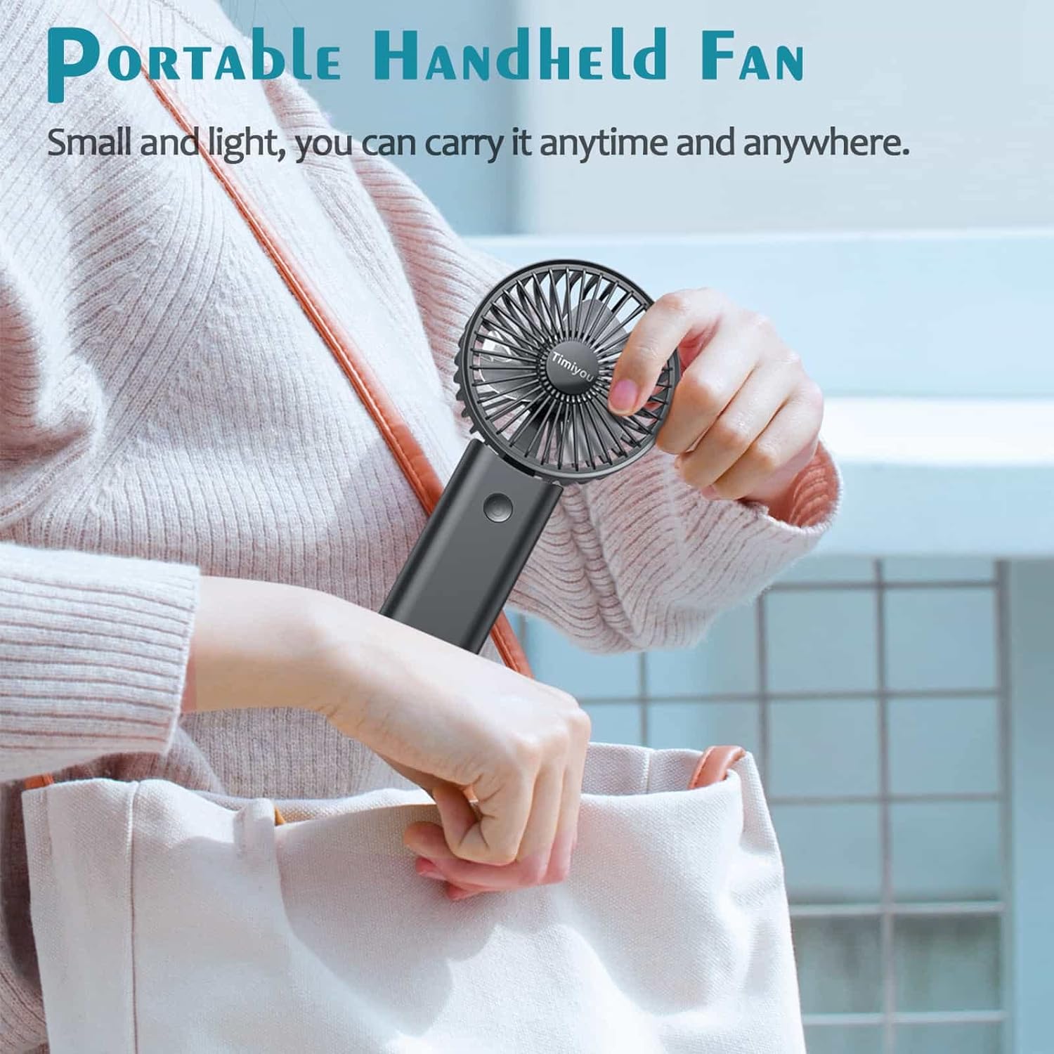 Timiyou Handheld Fan, Portable Hand Held Fan with 3 Speed, Mini Hand Fan 3000mAh Battery Operated, USB Rechargeable Foldable Desk Fan for Travel Camping Home Office - Amazing Gadgets Outlet