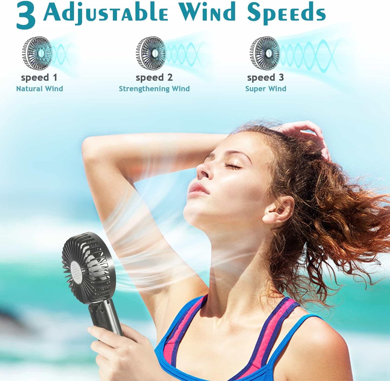 Timiyou Handheld Fan, Portable Hand Held Fan with 3 Speed, Mini Hand Fan 3000mAh Battery Operated, USB Rechargeable Foldable Desk Fan for Travel Camping Home Office - Amazing Gadgets Outlet